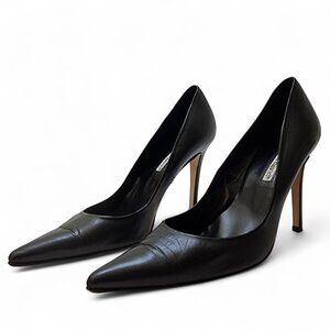 Charles David Women's Black Leather Pointed Toe Stiletto Heels Y2K Sz 11B